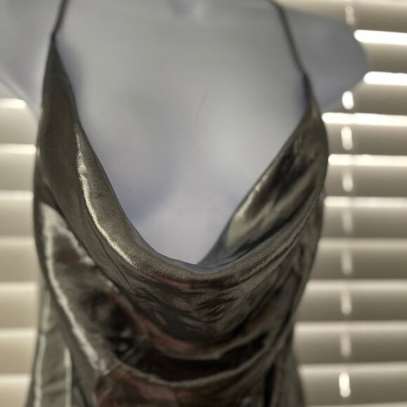 Zara Metallic Silver and Black Cowl Neck Top - Picture 4 of 6